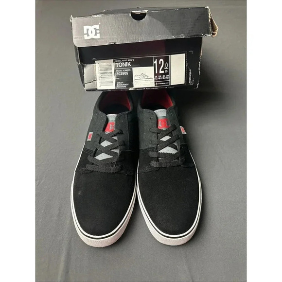 Mens Size 12 DC Tonik Black/Grey Red Leather & Cloth Top Skateboarding S… - Picture 3 of 17